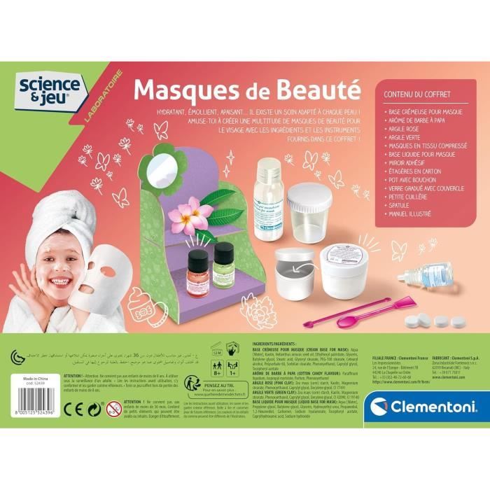Coffret scientifique pour créer des masques de beauté naturels et doux - Clementoni - Science & Jeu