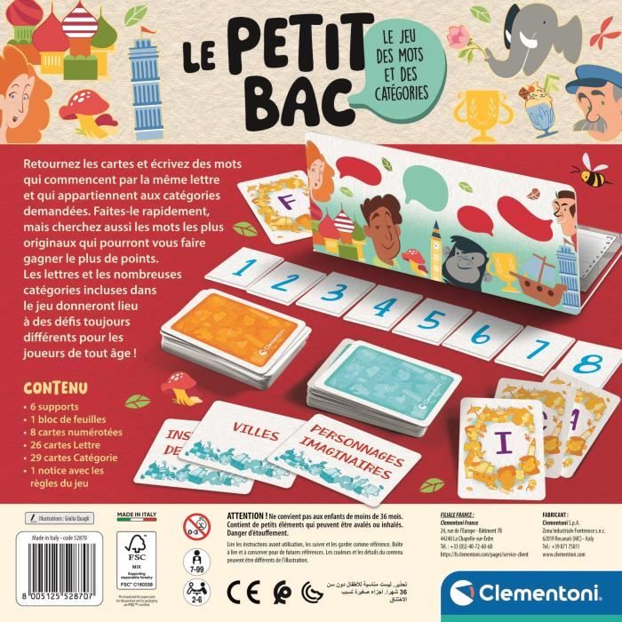 CLEMENTONI - Le petit bac, jeu de société