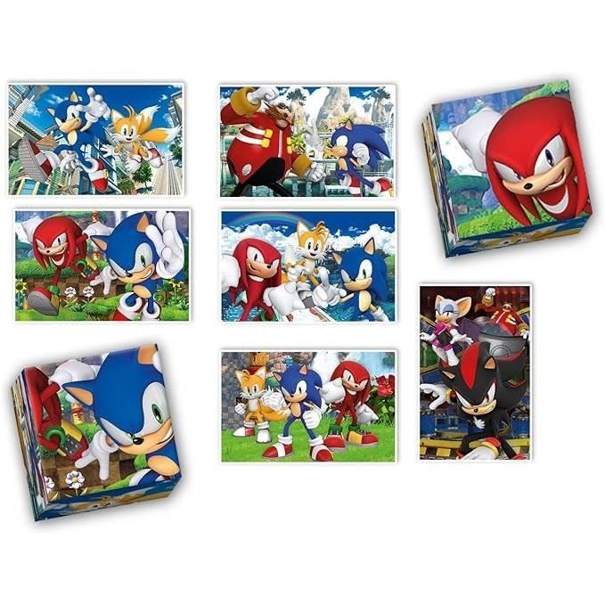 Clementoni - Edukit - Sonic - Coffret apprentissage 4 en 1 - 2 puzzles, 1 mÈmo, 1 jeu de 6 cubes - FabriquÈ en Italie -DÈs 4ans