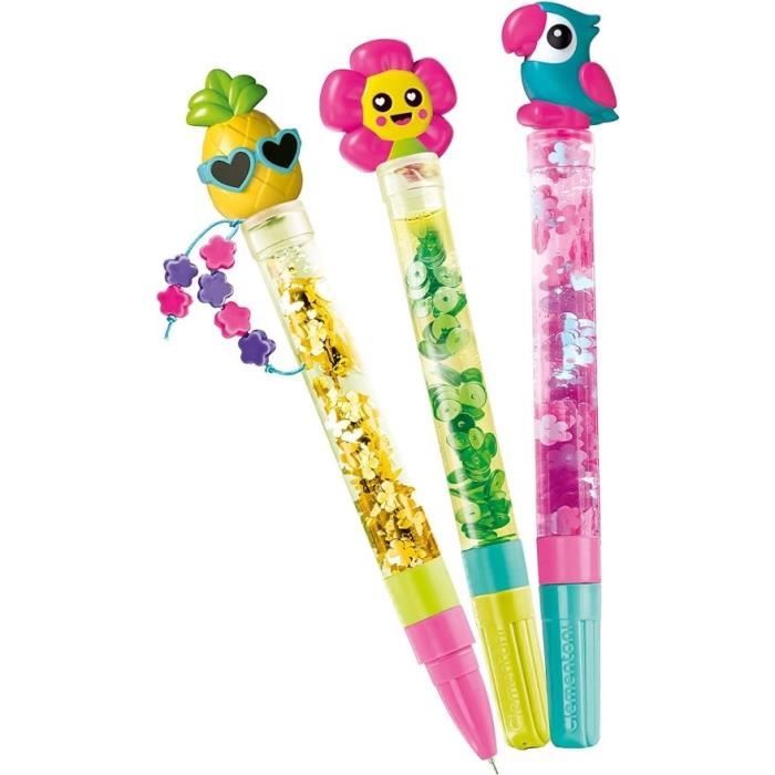 Clementoni - Créer tes stylos - Mini atelier des Stylos - Theme tropical - 3 a créer - Des 6ans