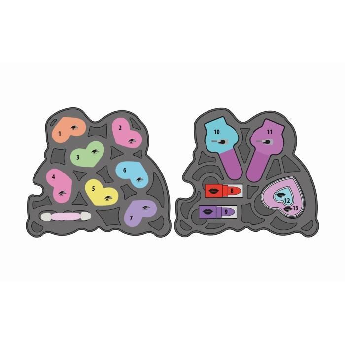 Clementoni - Coffret Maquillage Arc-en-ciel - 2 palettes fards a paupieres, rouge a levres et vernis a ongles - Dés 6 ans