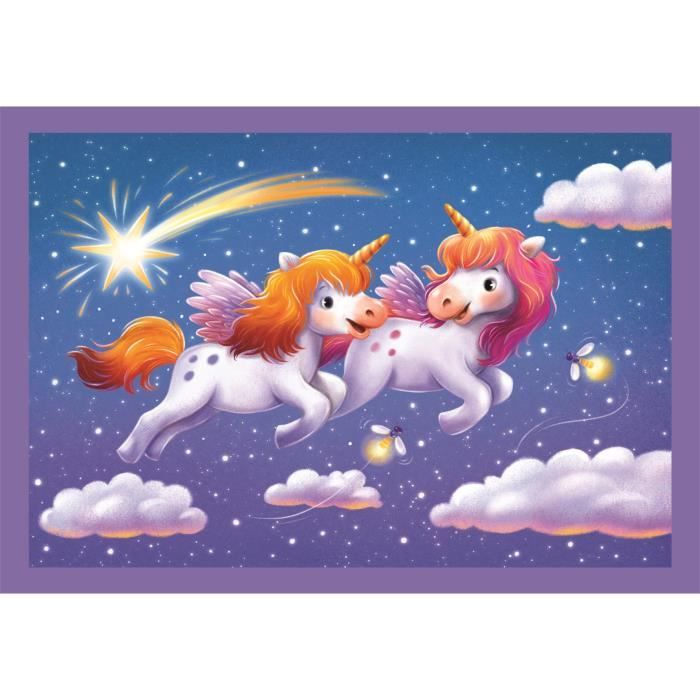 CLEMENTONI - Puzzle 4 en 1 - A Day with Unicorns