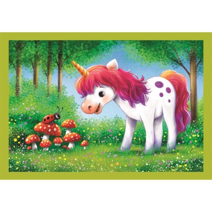 CLEMENTONI - Puzzle 4 en 1 - A Day with Unicorns