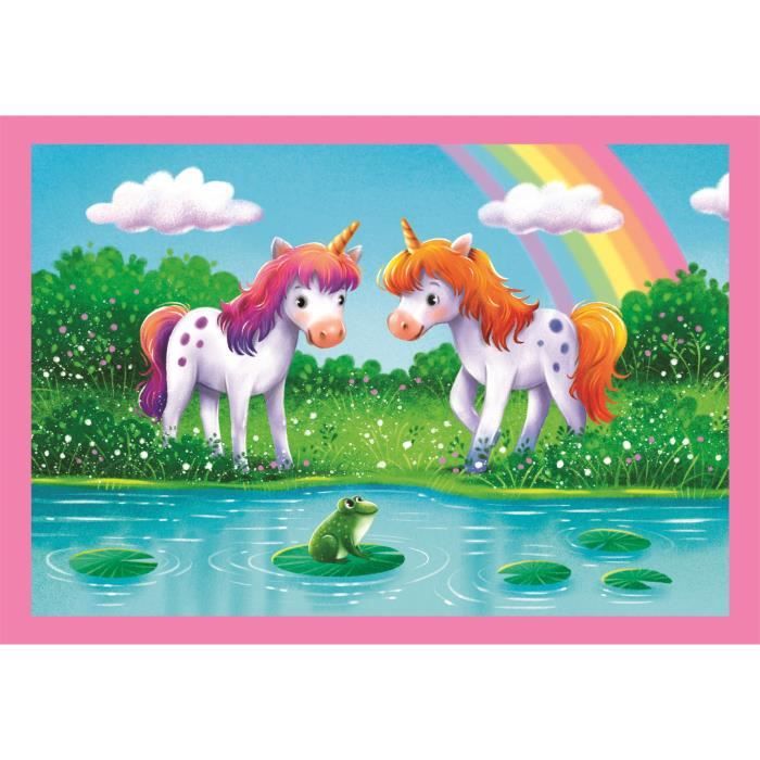 CLEMENTONI - Puzzle 4 en 1 - A Day with Unicorns
