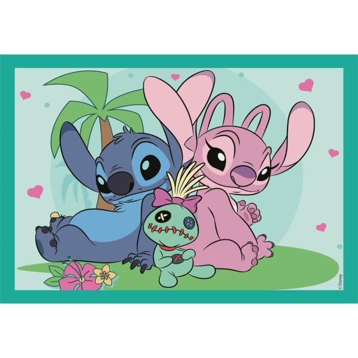 Puzzle 4 en 1 Stitch, Pour enfants a partir de 3 ans, Theme dessins animés, CLEMENTONI