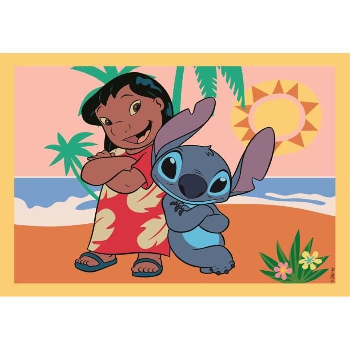 Puzzle 4 en 1 Stitch, Pour enfants a partir de 3 ans, Theme dessins animés, CLEMENTONI