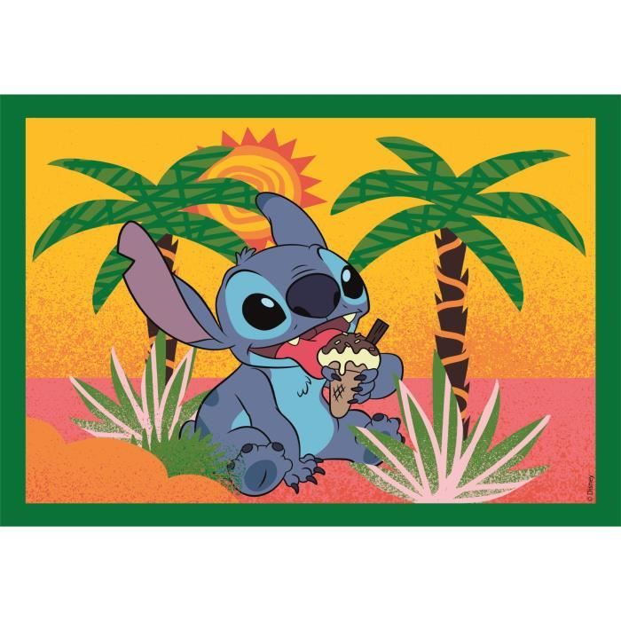 Puzzle 4 en 1 Stitch, Pour enfants a partir de 3 ans, Theme dessins animés, CLEMENTONI