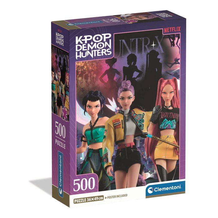 Clementoni - K-Pop Demon Hunters - Puzzle 500 Pieces - Puzzle enfant - Rumi, Mira et Zoey - Des 8 ans - Netflix