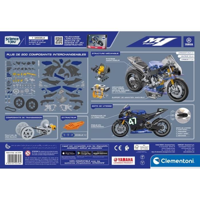 Clementoni - Coffret de construction Yamaha M1 - Application disponible - FabriquÈ en Italie