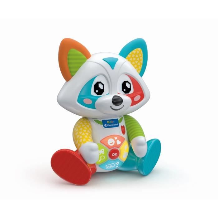 Baby Clementoni - Oliver, le raton-laveur joueur - Jeu intéractif - 4 modes de jeux : Émotions, Repas, Histoire et Exploration.