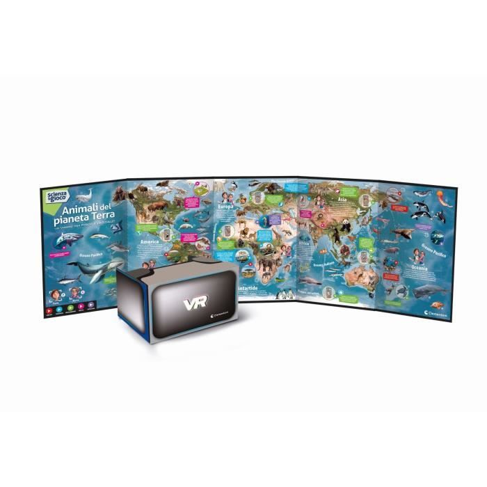 CLEMENTONI - Animaux planete Réalité - Coffret scientifique - Experiences scientifiques et activités virutelles - Moules, peintures,