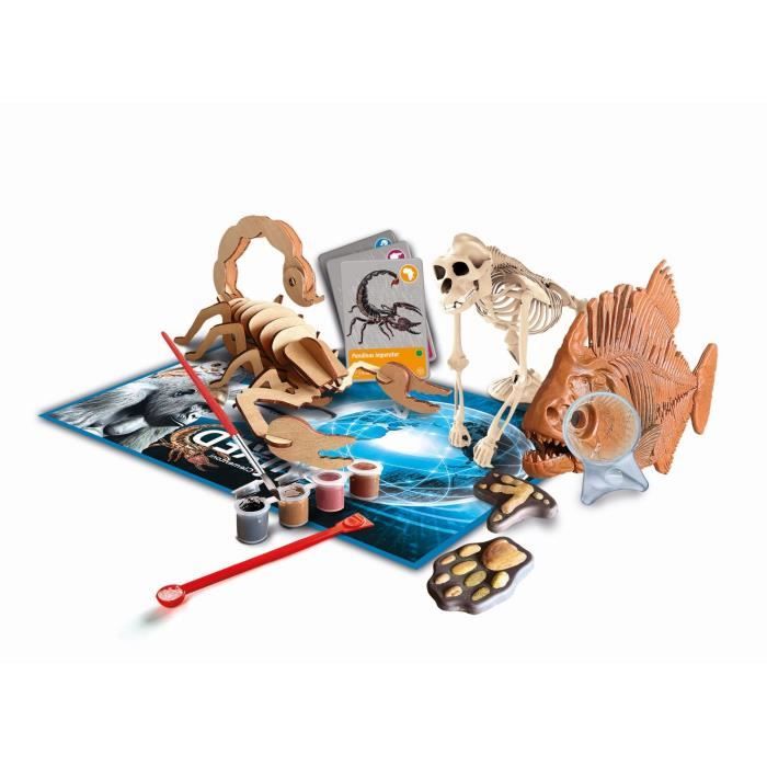 CLEMENTONI - Animaux planete Réalité - Coffret scientifique - Experiences scientifiques et activités virutelles - Moules, peintures,