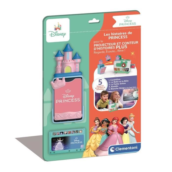 Clementoni, Recharge Projecteur Conteur d'Histoires Plus, Princesses Disney, 5 Histoires Racontées et Projetées, Des 2ans