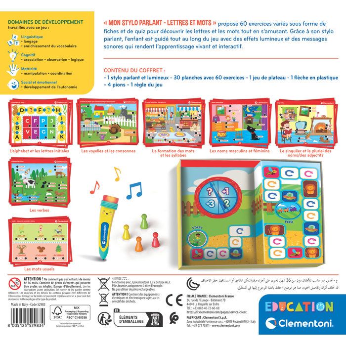 CLEMENTONI - Mon stylo parlant - Lettres et Mots - 60 activités