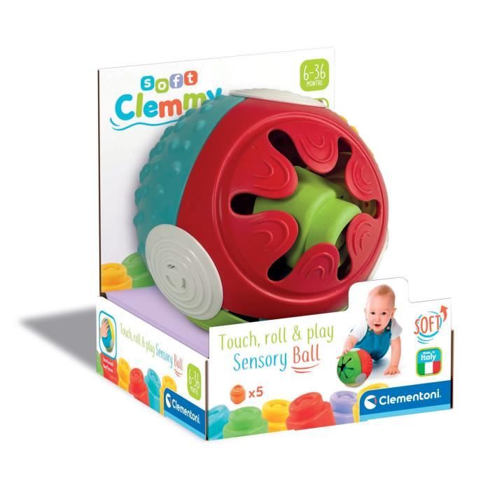 Balle sensorielle Clemmy - CLEMENTONI - Pour bébé - Différentes textures - Lavable en machine