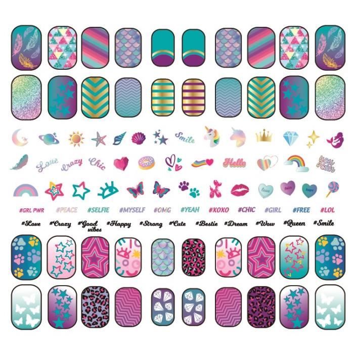 Clementoni - Kit manucure phosphorescents pour enfant - Vernis, faux ongles et autocollants - Des 7 ans