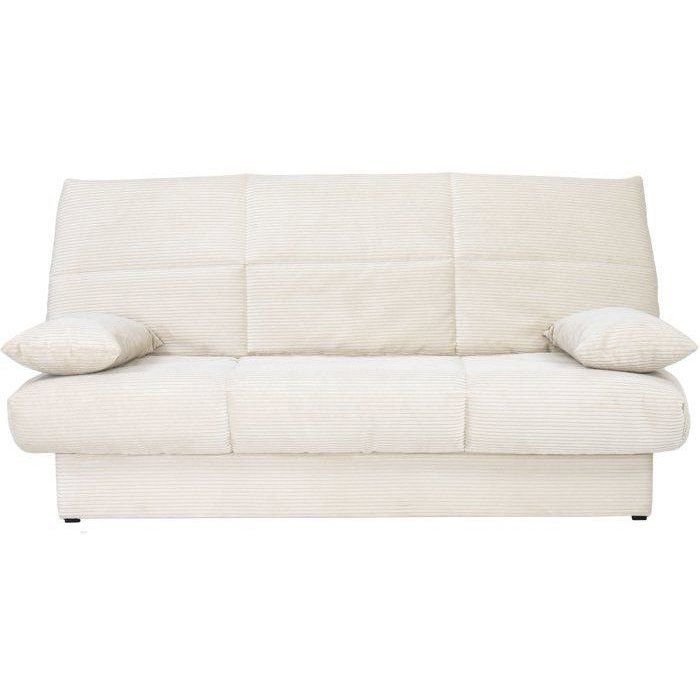 Banquette clic-clac CLEM - 3 places - Tissu en velours côtelé - Beige - Densité 20kg/m3 - 190 x 90 x 92 cm - Fabriqué au Portugal