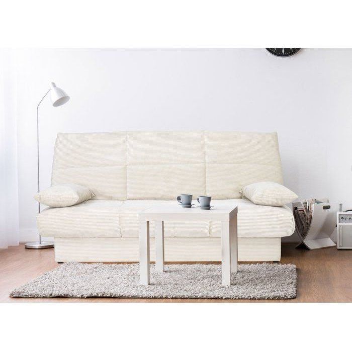 Banquette clic-clac CLEM - 3 places - Tissu en velours côtelé - Beige - Densité 20kg/m3 - 190 x 90 x 92 cm - Fabriqué au Portugal