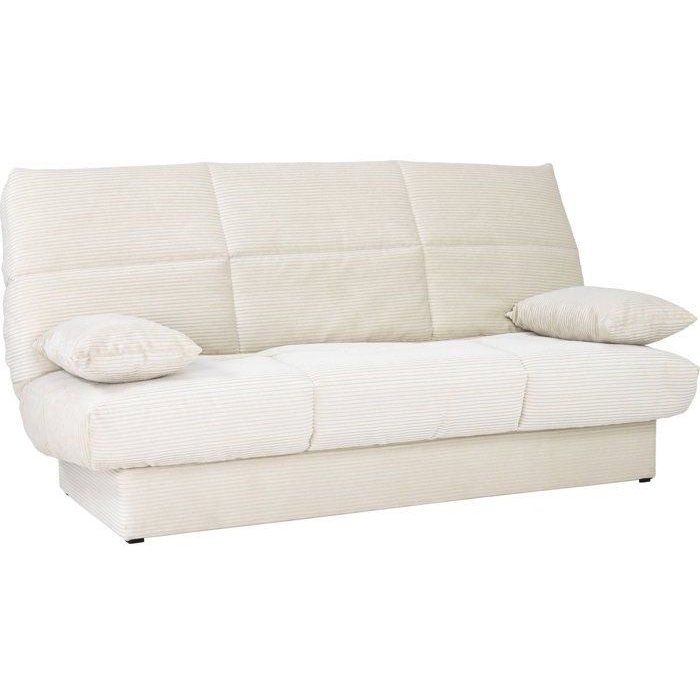 Banquette clic-clac CLEM - 3 places - Tissu en velours côtelé - Beige - Densité 20kg/m3 - 190 x 90 x 92 cm - Fabriqué au Portugal