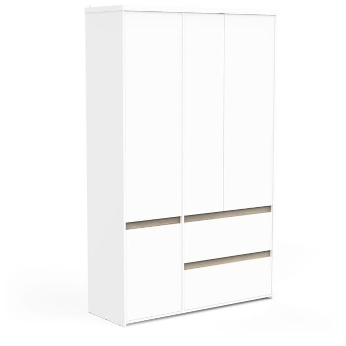 Armoire de chambre - CLYDE - Chene Kronberg / Blanc - 4 portes - 138,2 x 50 x 220,5 cm