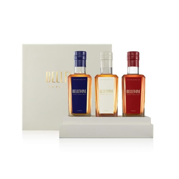 BELLEVOYE - Whisky - Origine : France - Coffret Tricolore Découverte Bleu, Blanc Rouge - 3 * 20 cl