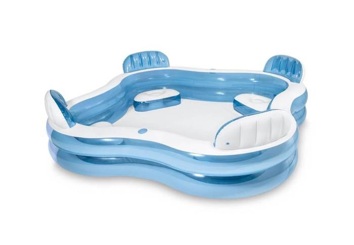Piscine familiale octogonale bleue avec sieges et appuie-tetes 229 x 229 x 66 cm - INTEX - 56475