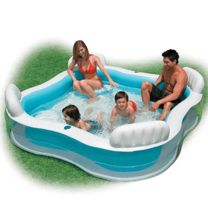 Piscine familiale octogonale bleue avec sieges et appuie-tetes 229 x 229 x 66 cm - INTEX - 56475