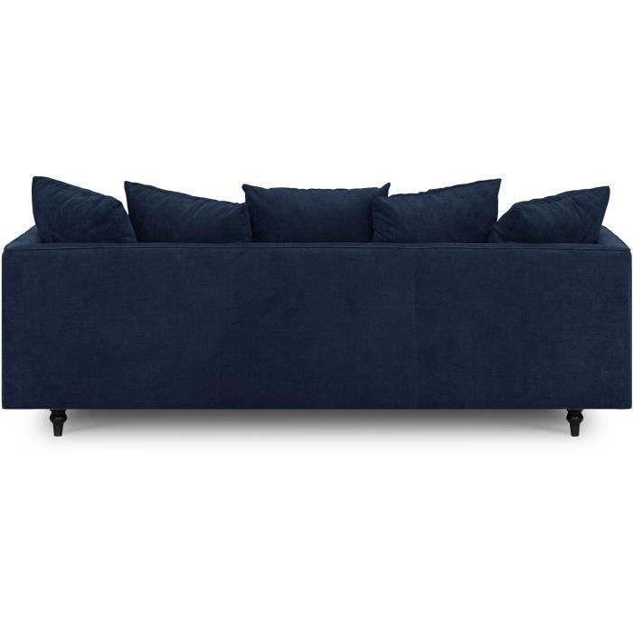 Canapé droit fixe 4 places - Tissu bleu - Classique - L 212 x P 93 cm - CONSTANCE