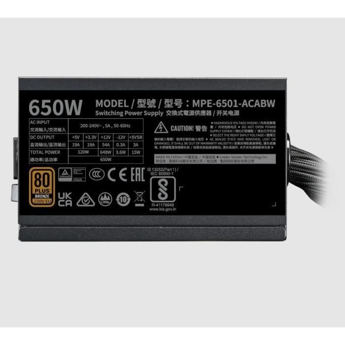 COOLER MASTER - MWE 650W V2 ATX 3.1 - Alimentation PC - 650 W