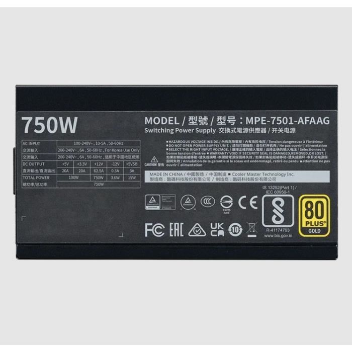 COOLER MASTER - MWE Gold 750W V2 ATX3.1 - Alimentation PC - 750 W
