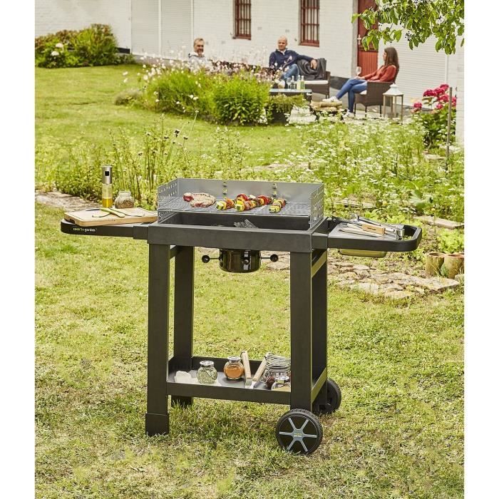 COOK'IN GARDEN Barbecue au charbon de bois EASY 60 - L 134 x l 48 x H 96cm - Surface de cuisson : L 57 x l 30cm - Noir