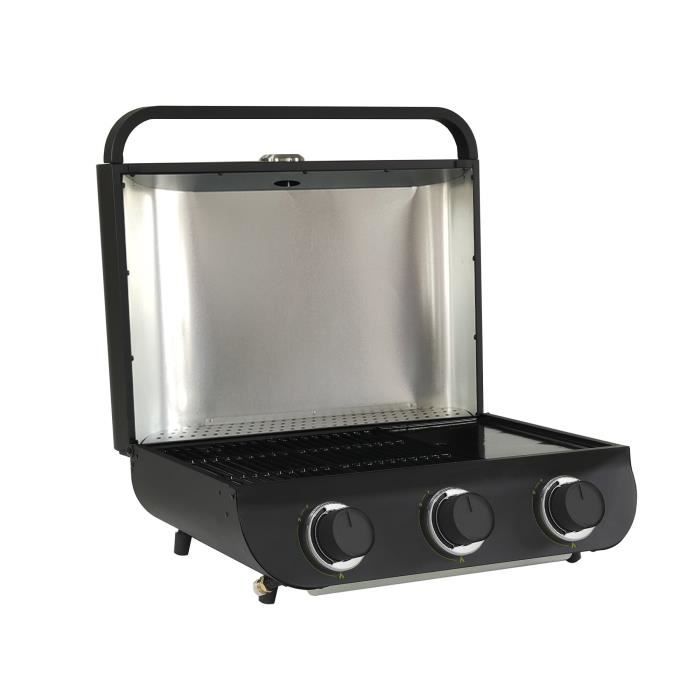 COOK'IN GARDEN Barbecue a gaz FLAVO 60 - 3 feux - 8,4 kW - L 64×l 55×H 40 cm - Surface cuisson : L 60×l 40 cm - Allumage Piezzo