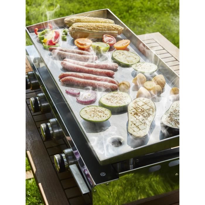 COOKING BOX Plancha a gaz BRASILIA - 4 feux - 10kW - 84x41x24,5 cm - Tout inox - Surface cuisson: 84x34 cm