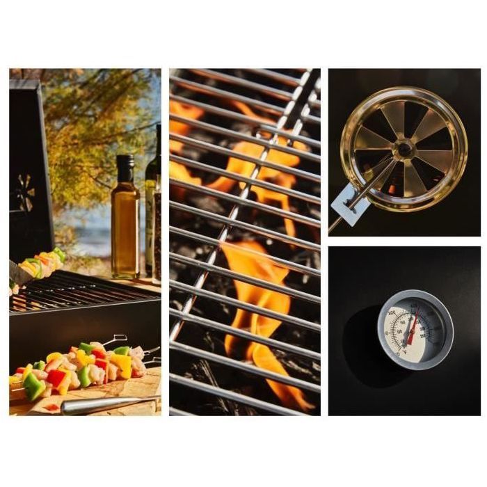 COOKING BOX Barbecue a charbon MIKE - 115x66x106 cm - 2 grilles acier chromé - Surface de cuisson : 71x35 cm - Noir