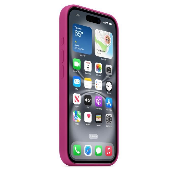 APPLE iPhone 16 - Coque en silicone avec MagSafe - Fuchsia
