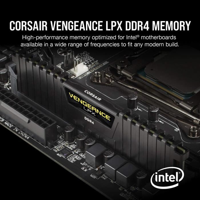 CORSAIR MÈmoire PC DDR4 64GB (2*32) low profile (CMK64GX4M2E3200C16)