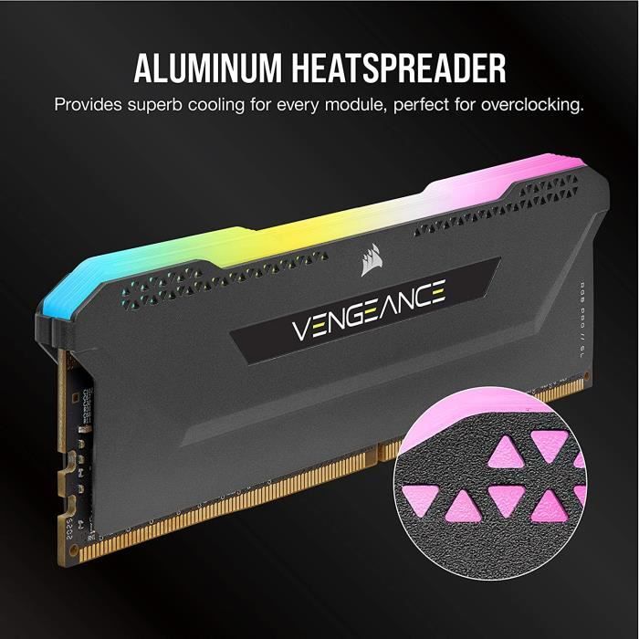 MÈmoire RAM - CORSAIR - Vengeance RGB Pro SL DDR4 - 16GB 2x8GB DIMM - 3200 MHz - 1.35V - Noir (CMH16GX4M2E3200C)