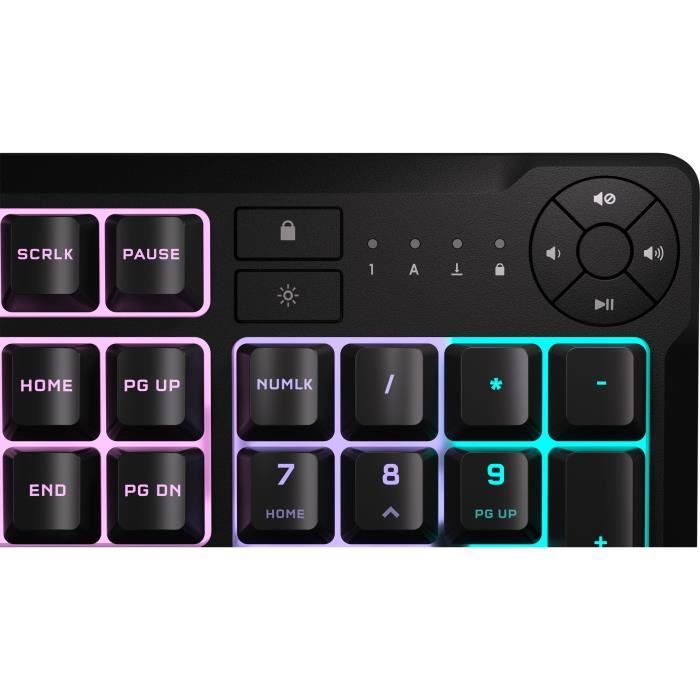 Clavier gaming filaire a membrane - CORSAIR - K55 CORE RGB - RÈtroÈclairage RGB 10 zones - Gris - Silencieux et rÈactif