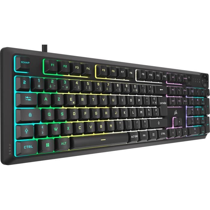 Clavier gaming filaire a membrane - CORSAIR - K55 CORE RGB - RÈtroÈclairage RGB 10 zones - Gris - Silencieux et rÈactif