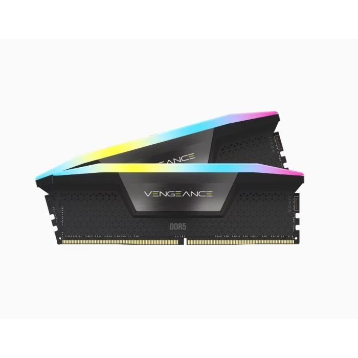 MÈmoire RAM - CORSAIR - Vengeance RGB DDR5 - 32GB 2x16GB DIMM - 6000 MHz - 1,35V - Noir (CMH32GX5M2D6000C36)