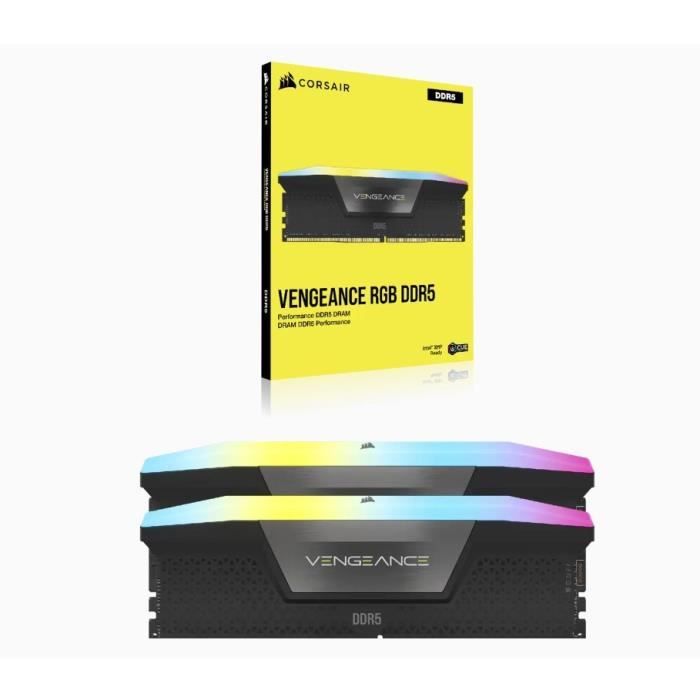 MÈmoire RAM - CORSAIR - Vengeance RGB DDR5 - 32GB 2x16GB DIMM - 6000 MHz - 1,35V - Noir (CMH32GX5M2D6000C36)