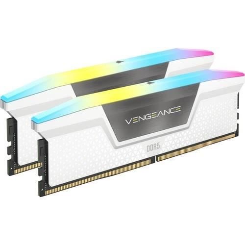 Mémoire RAM - CORSAIR - CMH32GX5M2B6000C40W - 32 Go 2x 16 Go - VENGEANCE RGB DDR5 White Heatspreader 6000MT/s - DIMM - CL 40