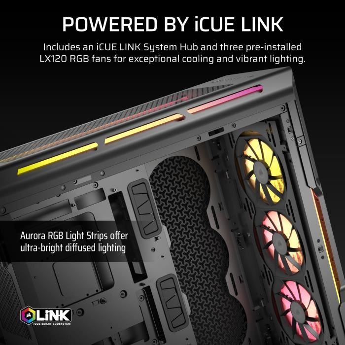 Boîtier PC - CORSAIR - Série iCUE LINK 5000T LX RGB - Moyen tour - Noir