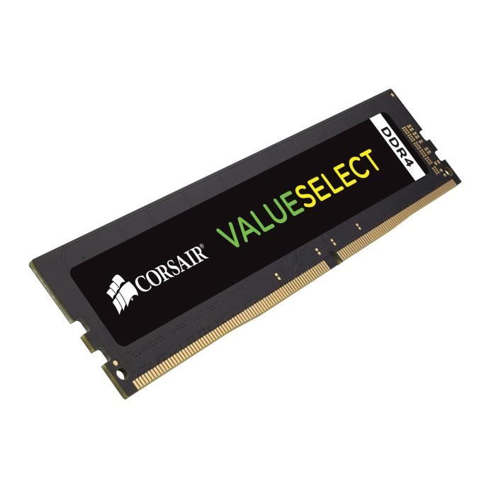 MÈmoire RAM - CORSAIR - Value Select DDR4 - 4GB 1x4GB DIMM - 2400 MHz - 1.20V - Noir (CMK16GX4M2A2666C)