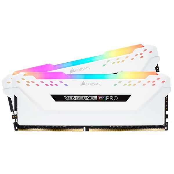 Mémoire RAM - CORSAIR - Vengeance RGB Pro Series DDR4 - 16GB 2x8GB DIMM - 3200 MHz - 1.35V - Blanc (CMW16GX4M2C3200C)