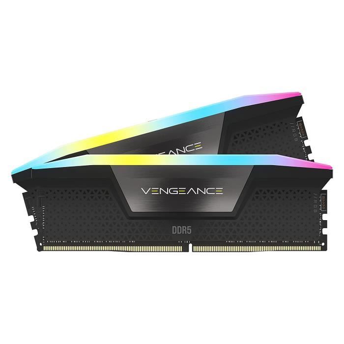 MÈmoire RAM - CORSAIR - Vengeance RGB DDR5 - 32GB 2x16GB DIMM - 6000MT/s - Intel XMP - 1.40V - Noir (CMH32GX5M2E6000C36)