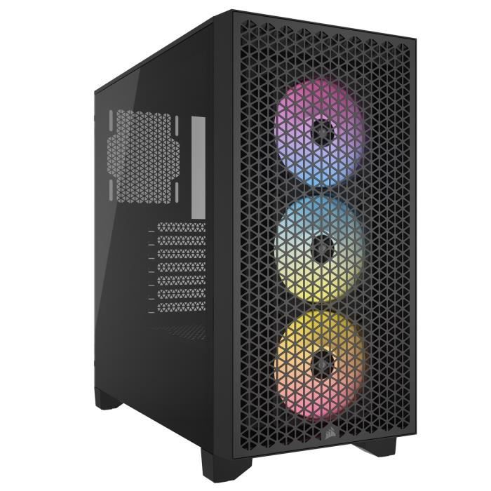BoÓtier PC - CORSAIR - 3000D RGB AIRFLOW - ATX Moyen-tour - 3 ventilateurs AR120 RGB - Noir