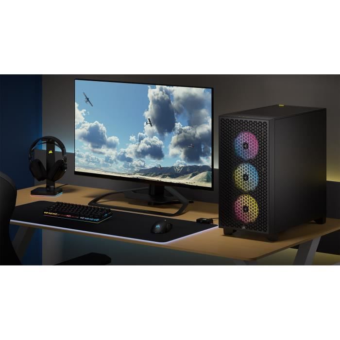 BoÓtier PC - CORSAIR - 3000D RGB AIRFLOW - ATX Moyen-tour - 3 ventilateurs AR120 RGB - Noir