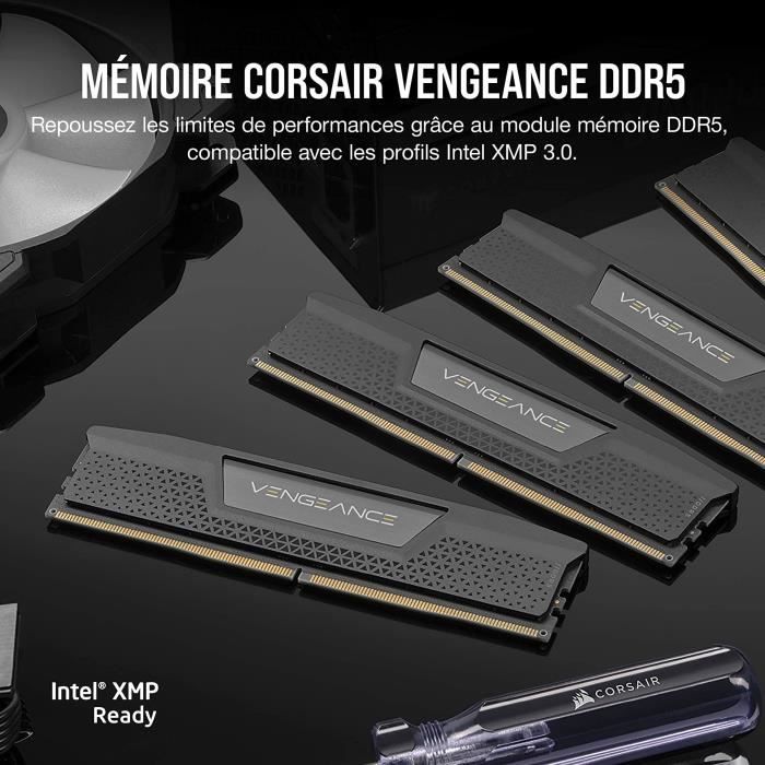 MÈmoire RAM - CORSAIR - Vengeance RGB DDR5 RAM 32Go (2x16Go) 6000MHz CL30 - Noir