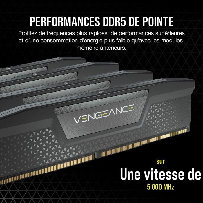 MÈmoire RAM - CORSAIR - Vengeance RGB DDR5 RAM 32Go (2x16Go) 6000MHz CL30 - Noir